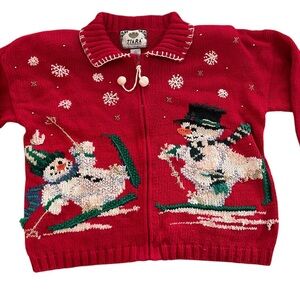 Snowman cardigan Ugly Christmas Sweater Tiara International
